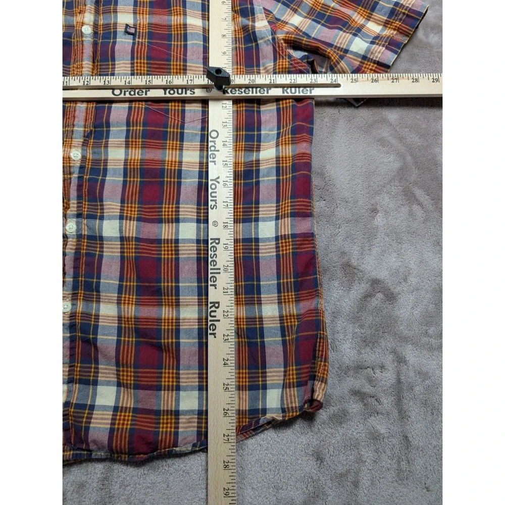 Polo Jeans Co Ralph Lauren Shirt Mens Large Red Blue Plaid Short Sleeve Cotton